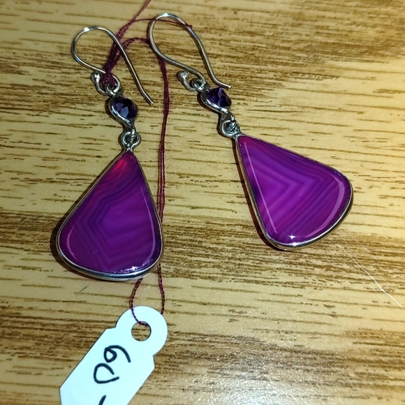 New purple Agate Sterling Silver earrings - Picture 4 of 6